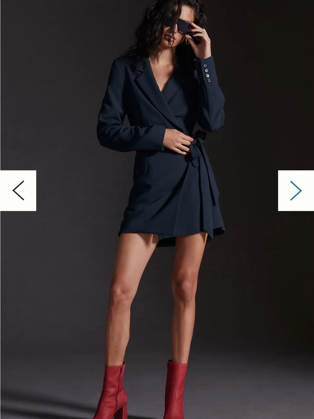 By Anthropologie Tie-Waist Blazer Mini Dress in Black Size 6